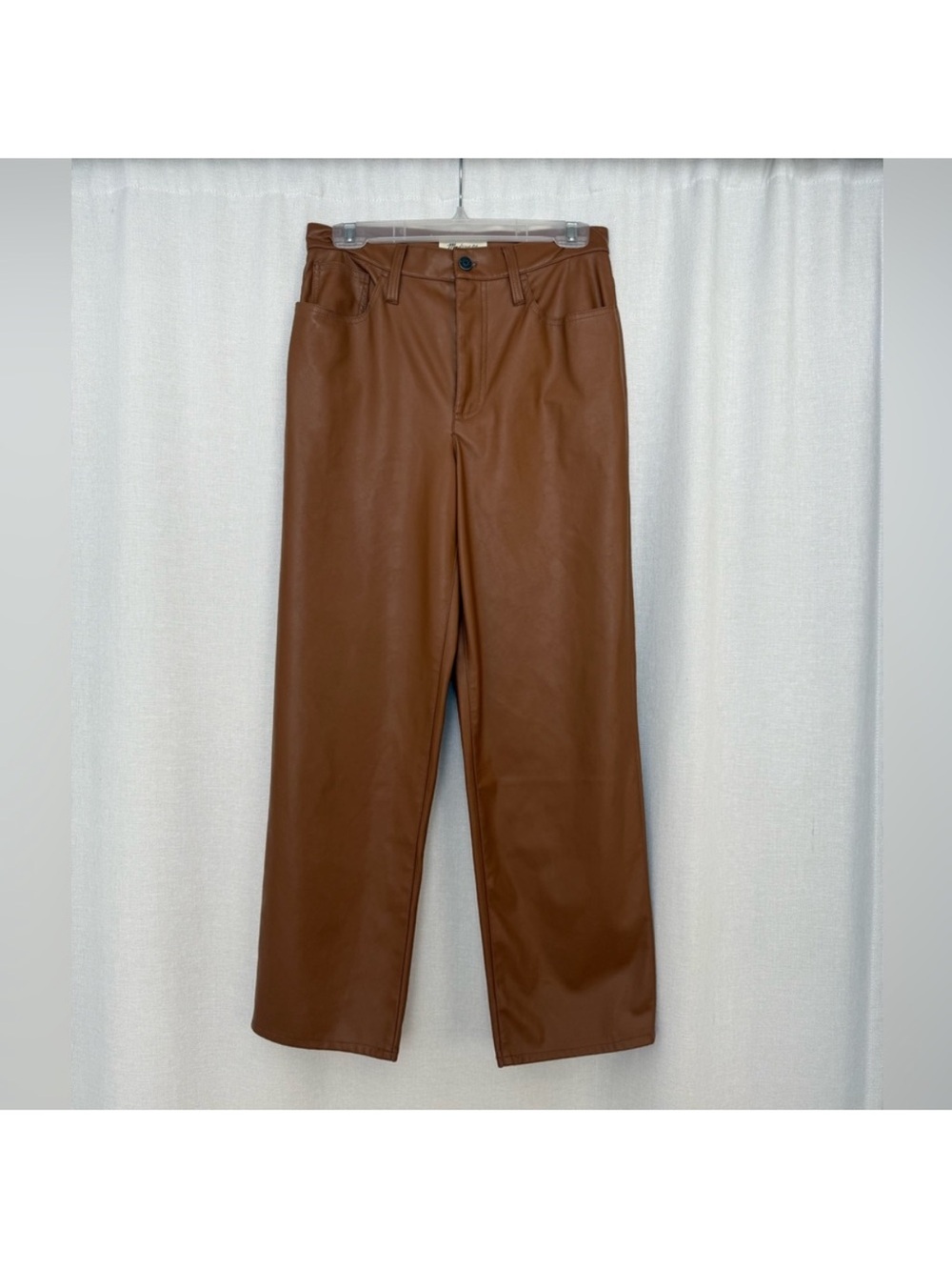 Madewell Brown Faux Leather Straight-Leg Pants